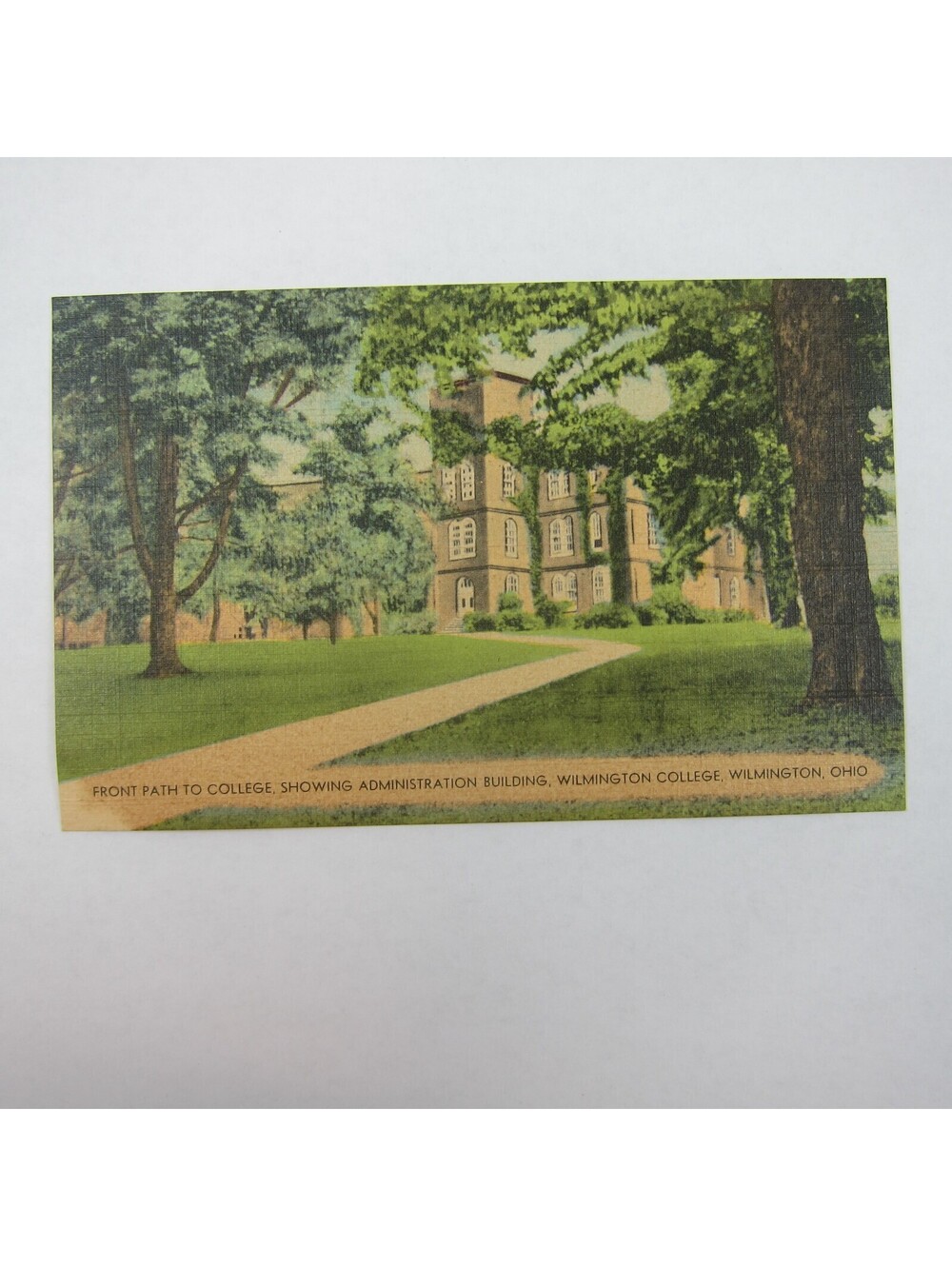 Vintage Postcard Wilmington College Path Administration Building Ohio UNPOSTED